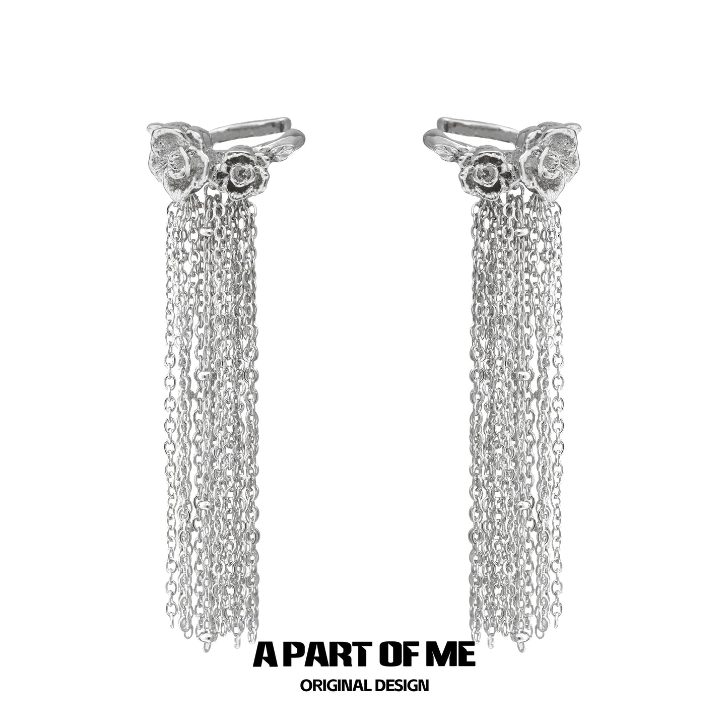 Floral Heart Fringe Ear Cuffs
