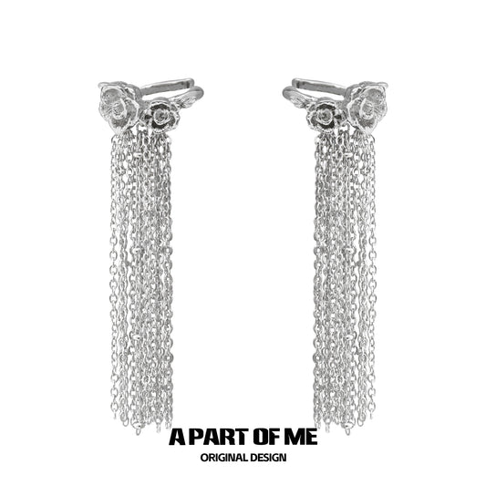 Floral Heart Fringe Ear Cuffs