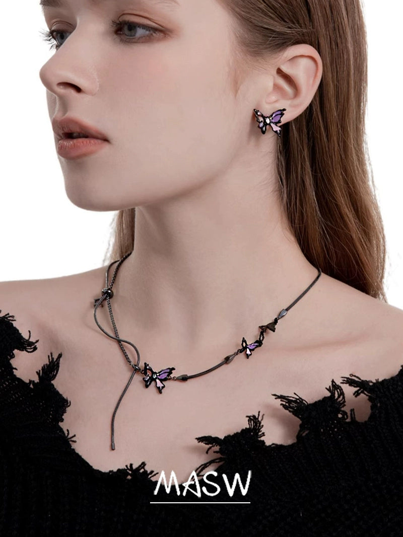 Colorful Butterfly Earrings & Necklace