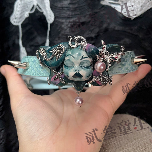 Choker-Ersan Tongsheng Original Niche Handmade Gothpunk Diablo Collar Original Design Collar Gift Design