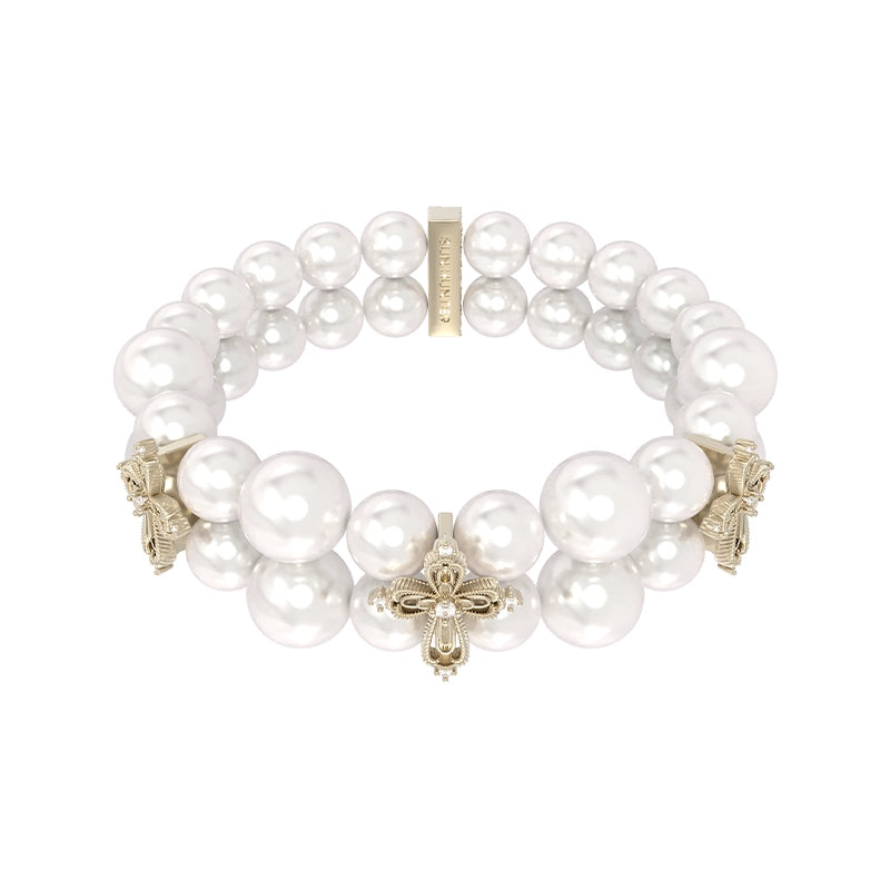 Vintage Cross Pearl Bracelet