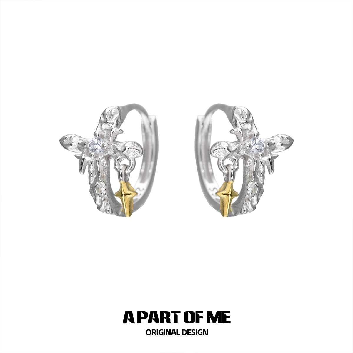 Luminous Cross Silver Earrings