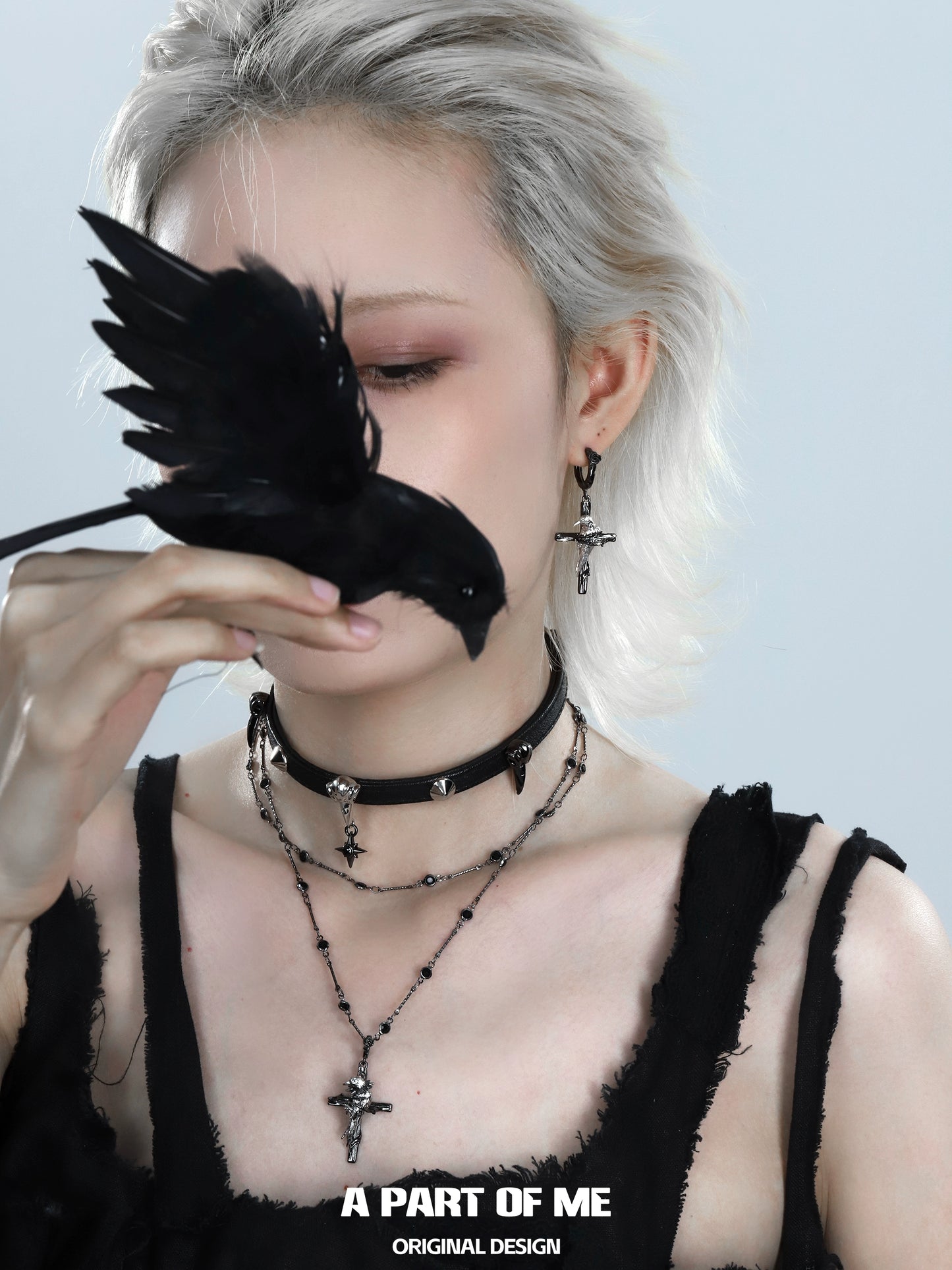 Rebel Raven Cross Earrings