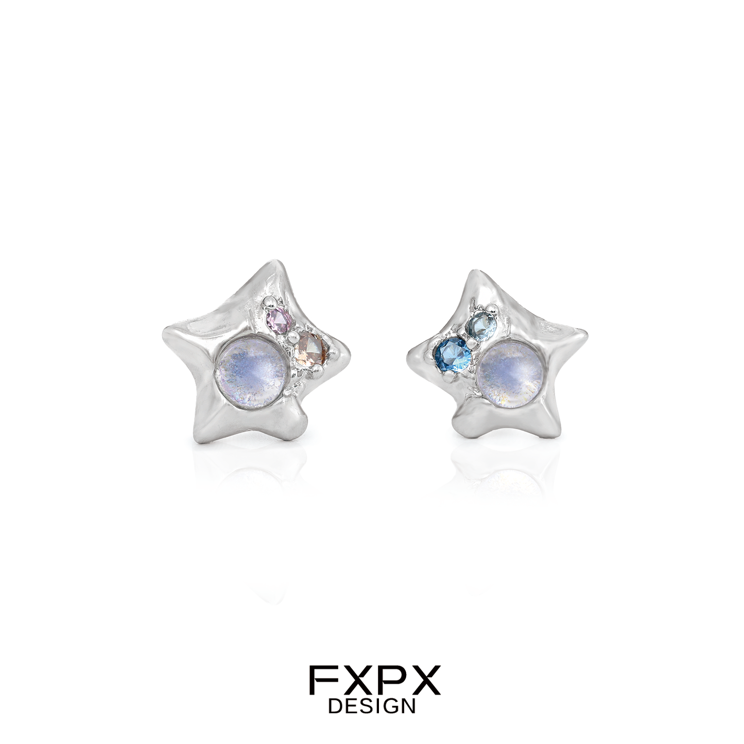 FXPX Y2K star earrings with colorful gemstones for a trendy and stylish look