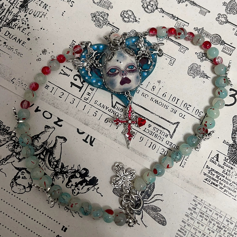 Necklaces-Ersan Tongsheng Necklace Niche Original Baby Design Diablo Subculture Punk Wind y2k Diablo Spice Girl Collarbone Chain