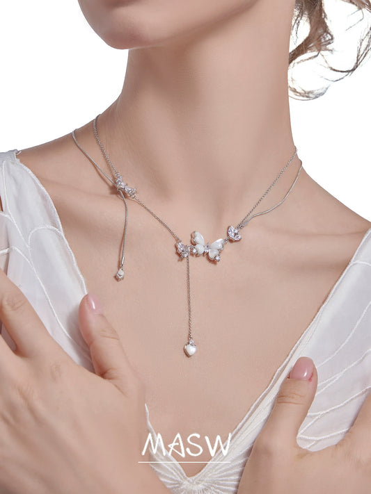 White Fritillary Butterfly Necklace