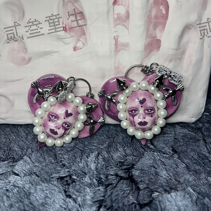 Necklaces-Ersan Tongsheng Original Heavy Industry Original Design Love Beaded Niche Spice Girl Earrings Heavy Industry Necklace