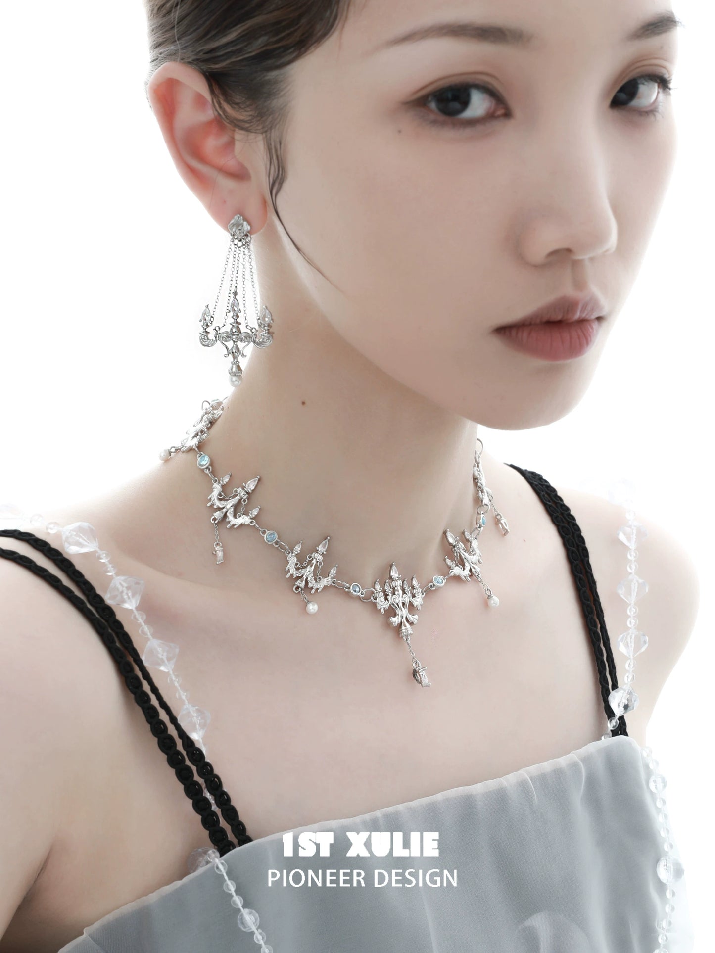 Crystal Lamp Fringe Necklace
