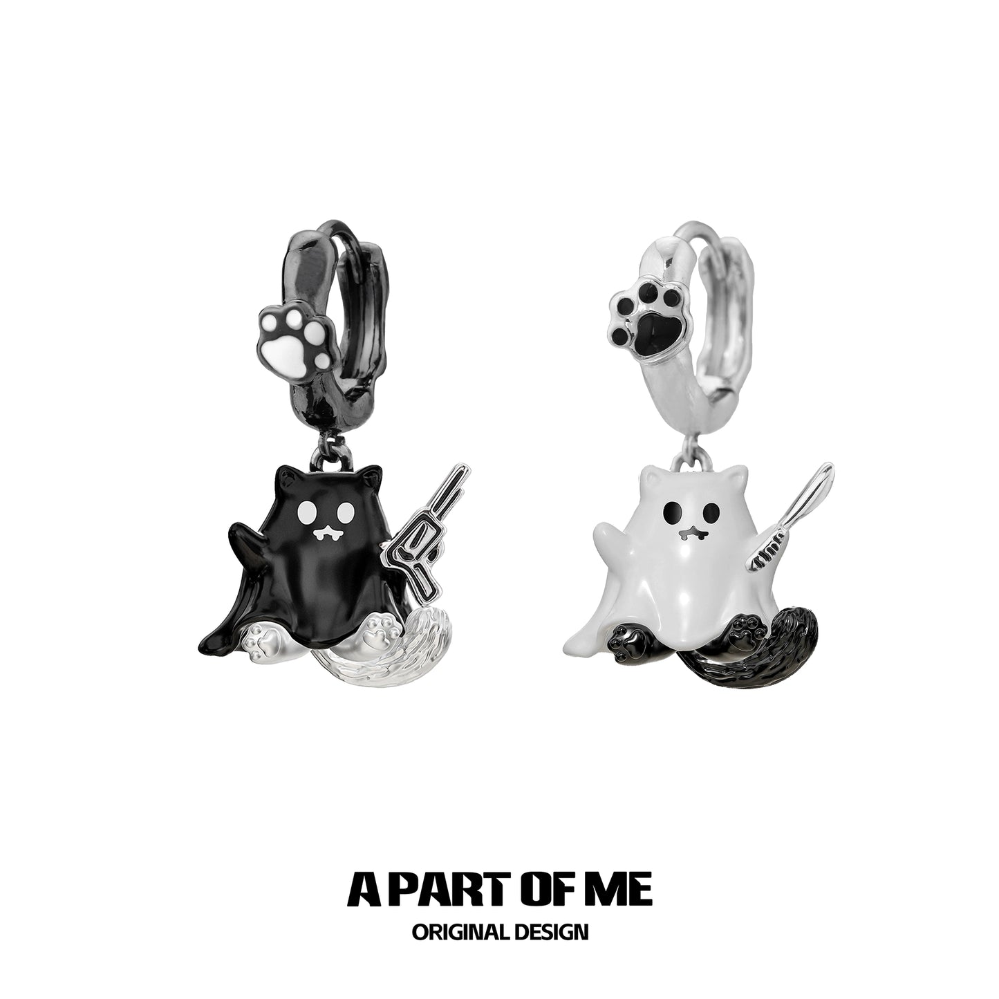 Kitten Ghost Couple Earrings