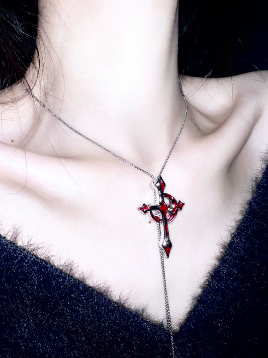 "Blood Moon Cross" Gothic Necklace