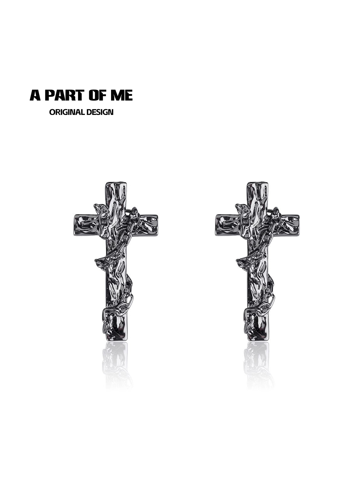 Textured Rattan Cross Earrings