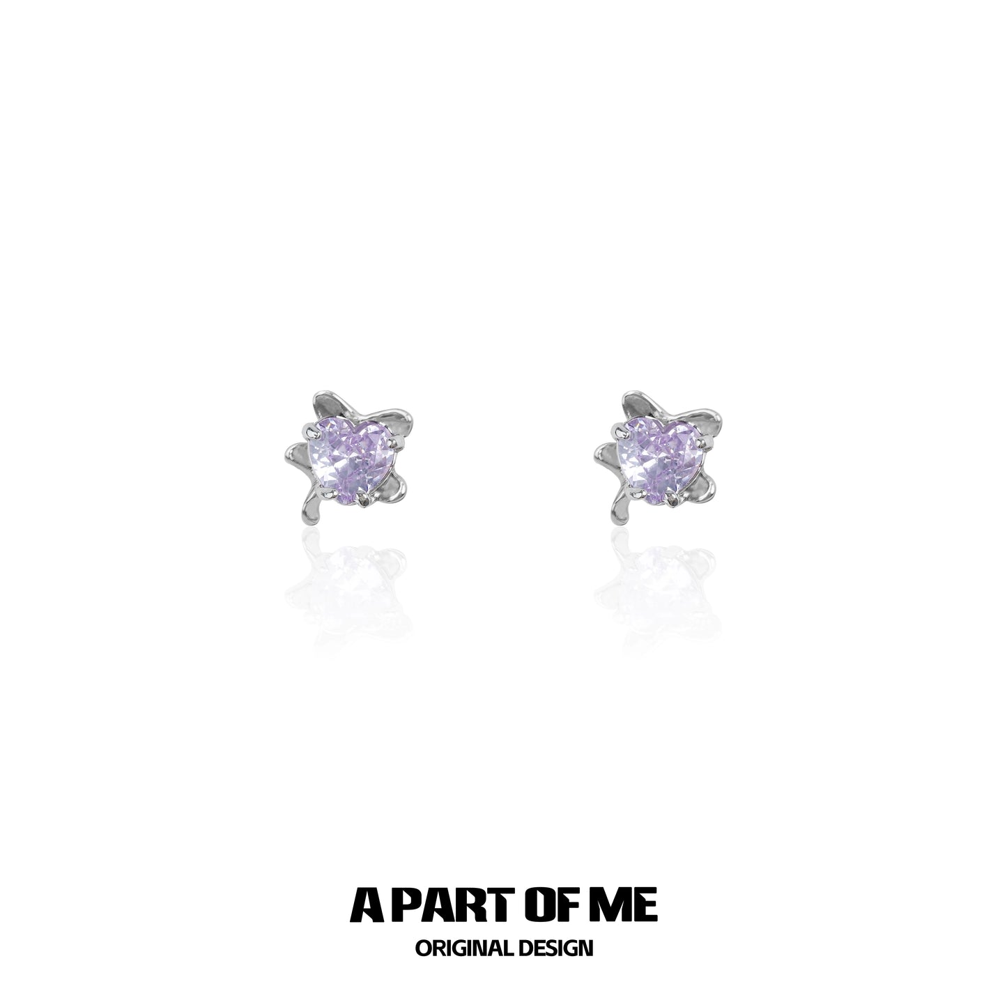 Purple Rose Heart Earrings