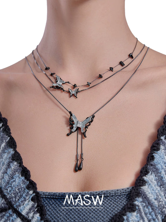 Ink-Style Butterfly Necklace