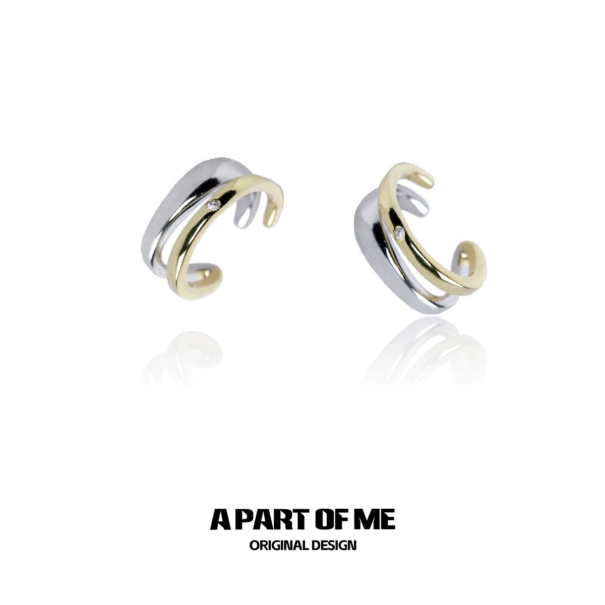 Two-Tone Diamond Accent Ear Clips