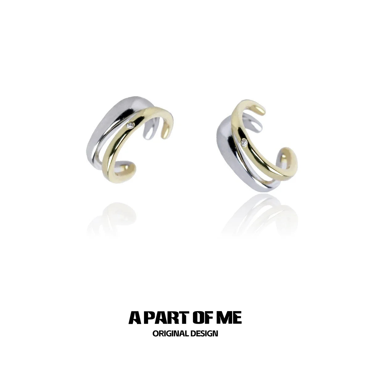 Two-Tone Diamond Accent Ear Clips
