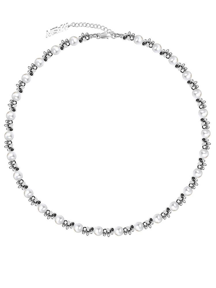 Broken Silver Beaded Collarbone Chain
