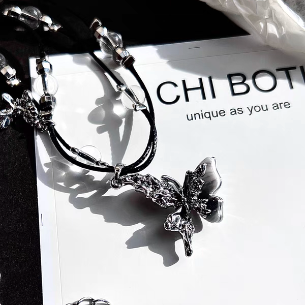 "Ink Butterfly" Beaded Necklace