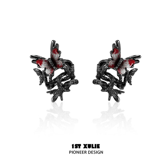 Gothic Dark Blood Butterfly Ear Clip