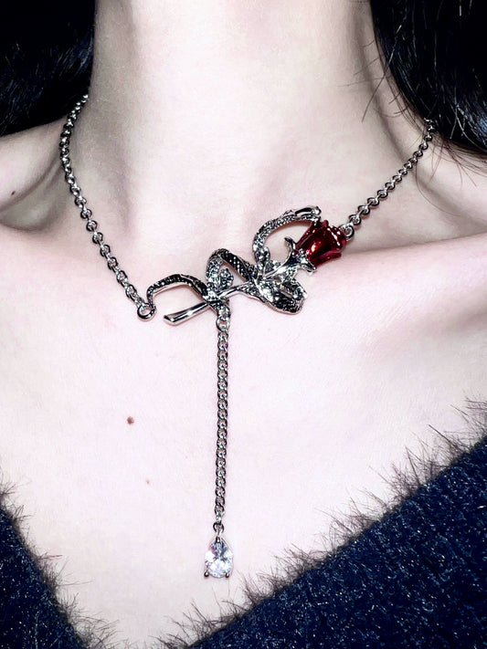 "Thorns Red Rose" Wrap Necklace