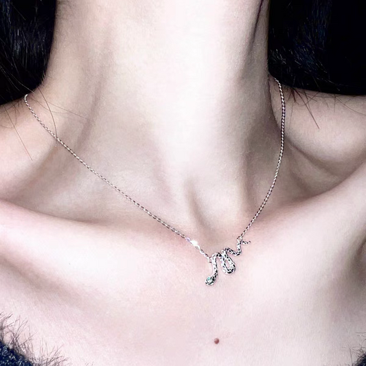 "Silver Snake" Collarbone Necklace