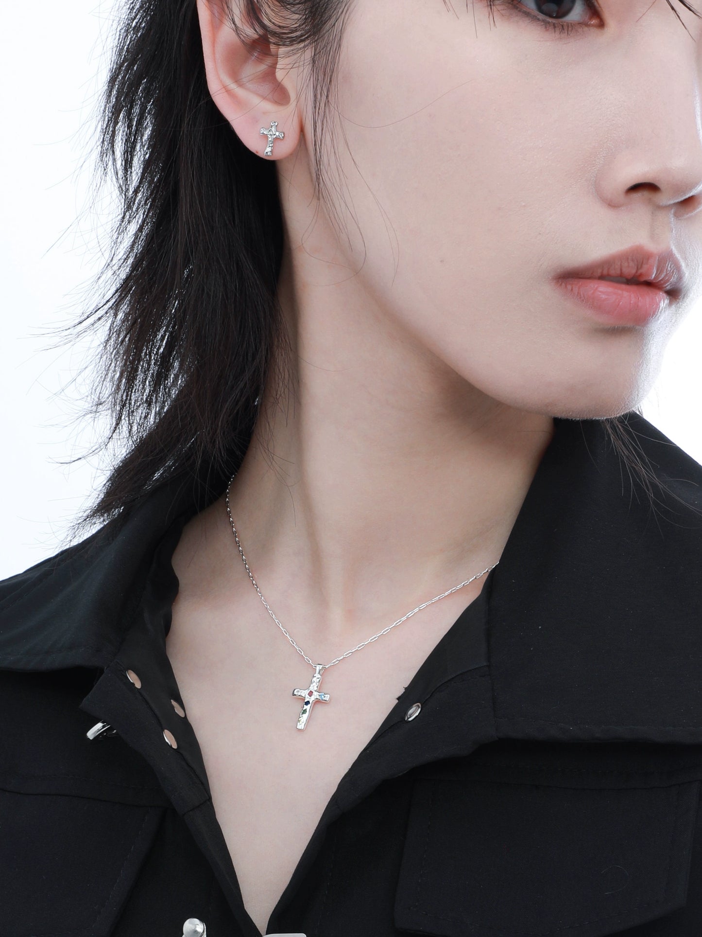Frozen Cross Zircon Earrings