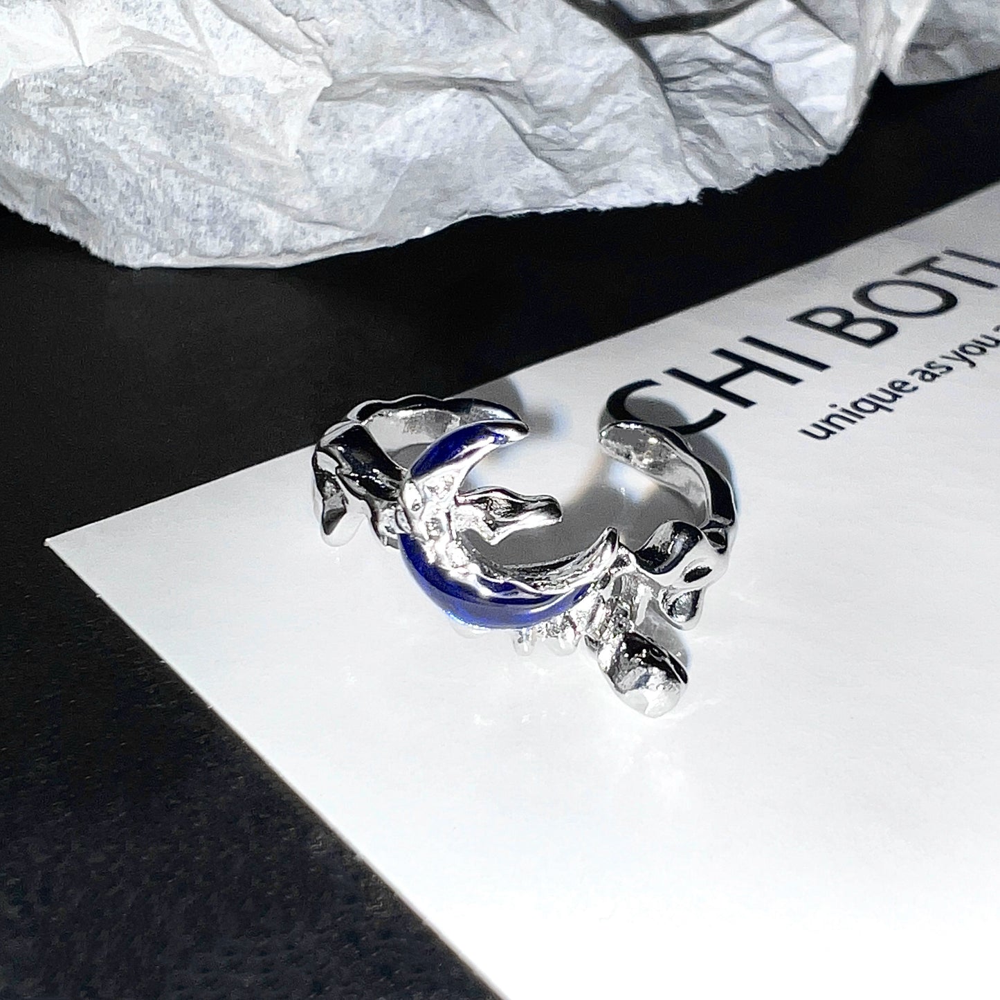 "Moon Clouds" Blue Ring