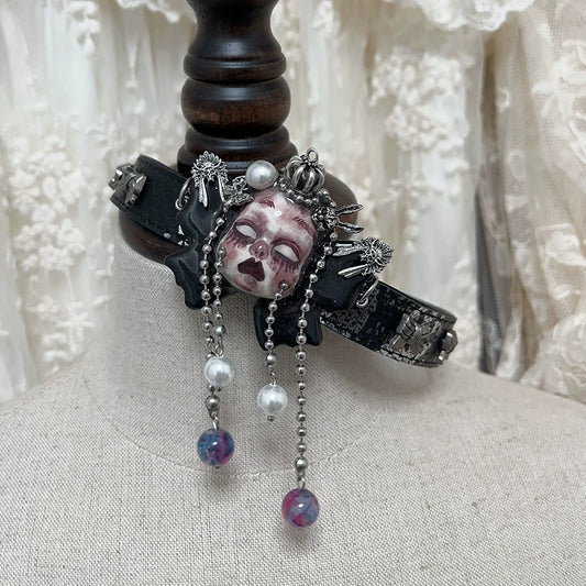 Choker-two three children original handmade belt collarbone chain subculture punk wind y2k dark babes goth choker