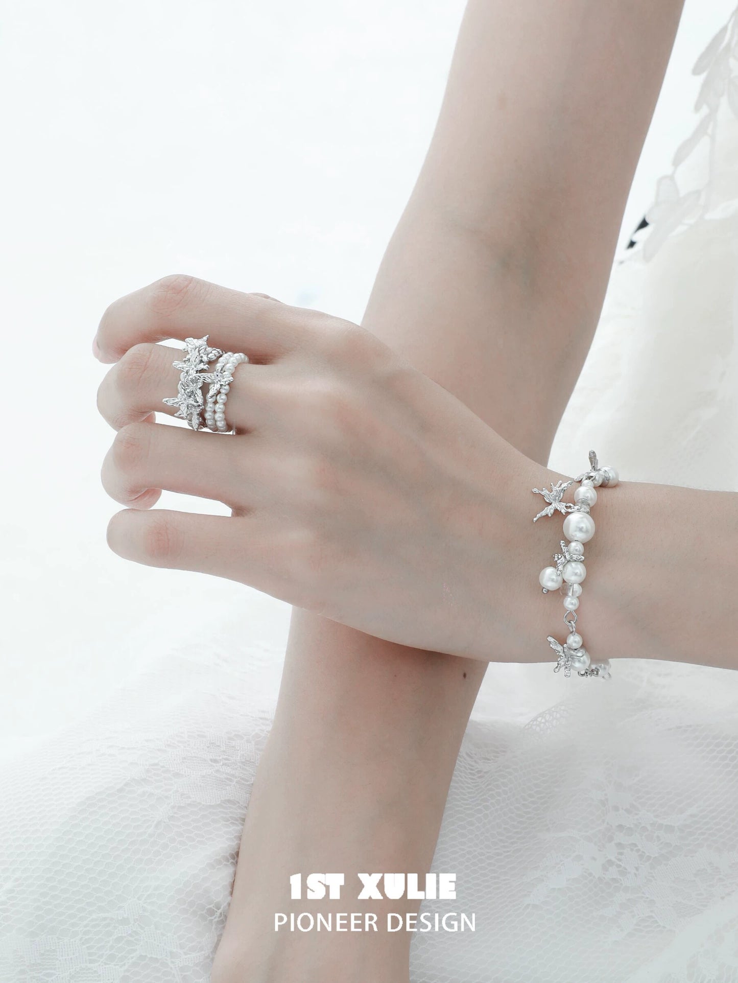 Elegant Pearl  Butterfly Ring
