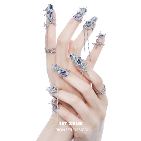 Cool Purple Butterfly Nail Rings