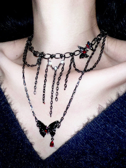 "Nightmare Dark Butterfly" Gothic Necklace