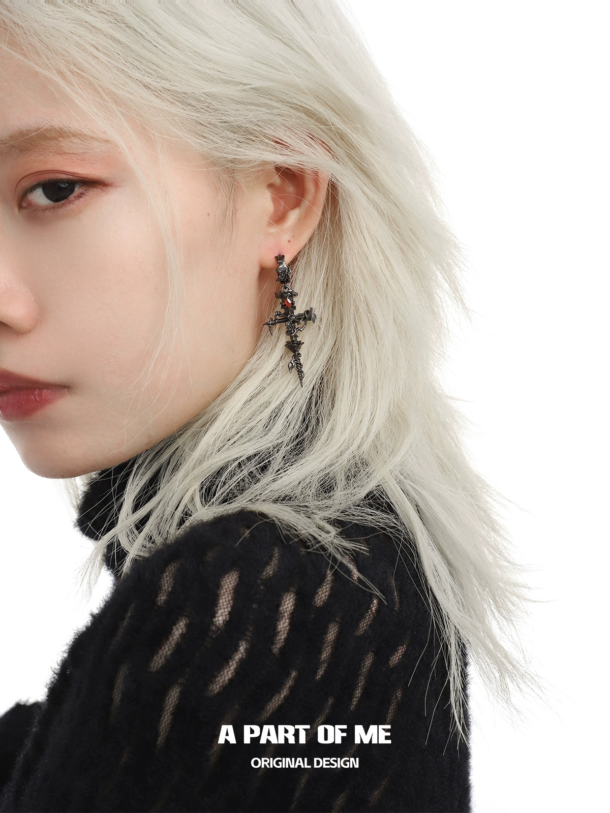 Thorned Rose Cross Earrings