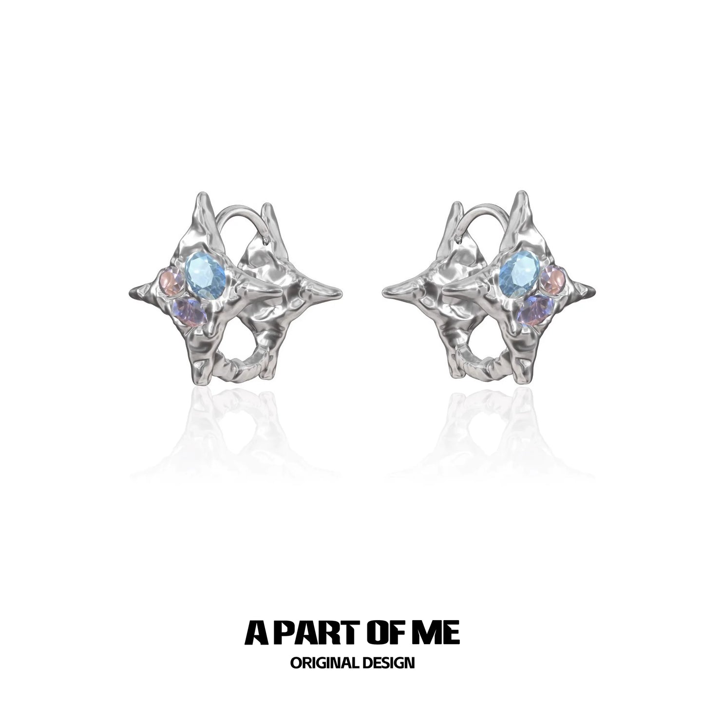 Rainbow Zircon Star Stud Earrings