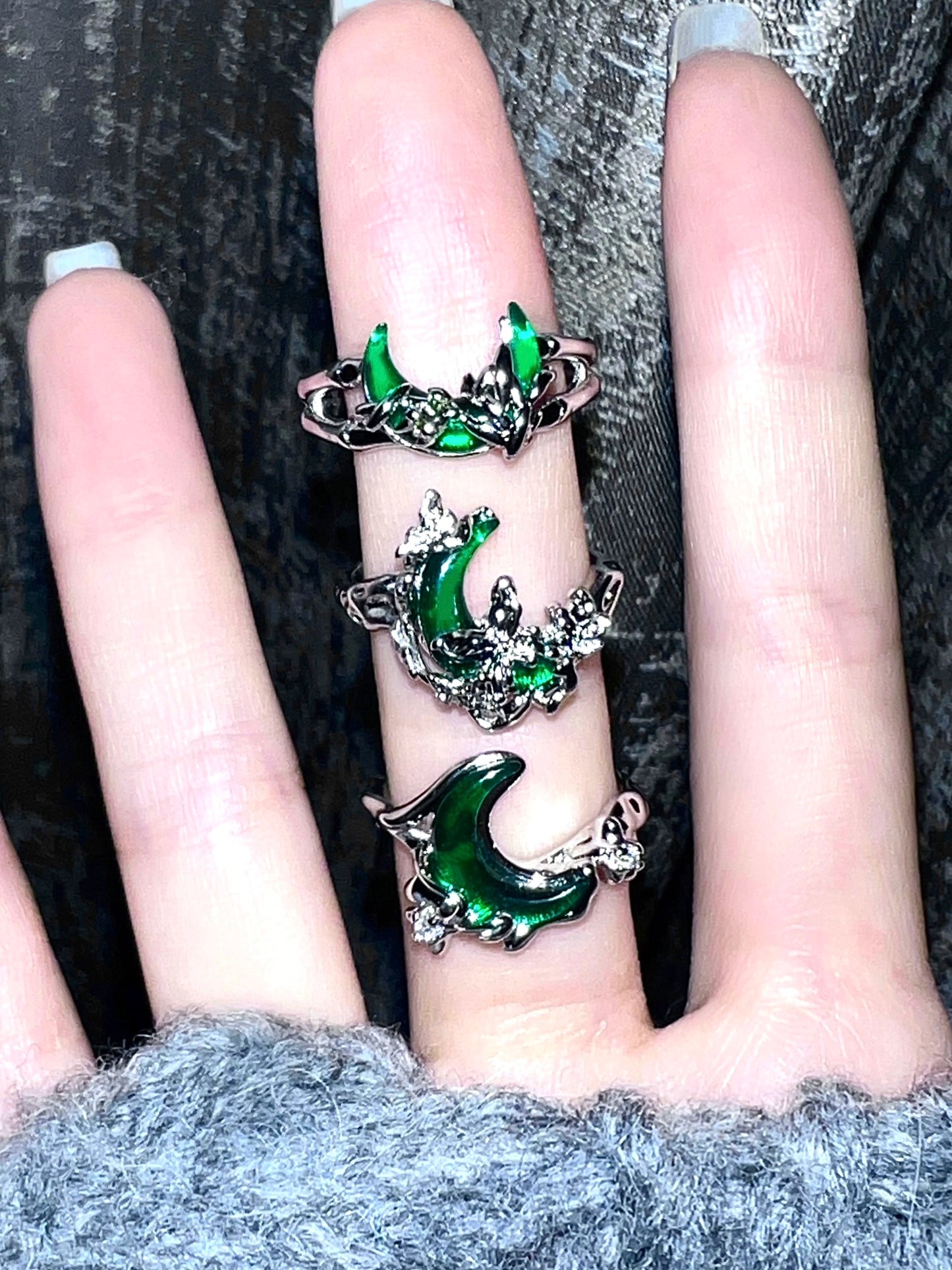 "Green Moon" Wrap Ring