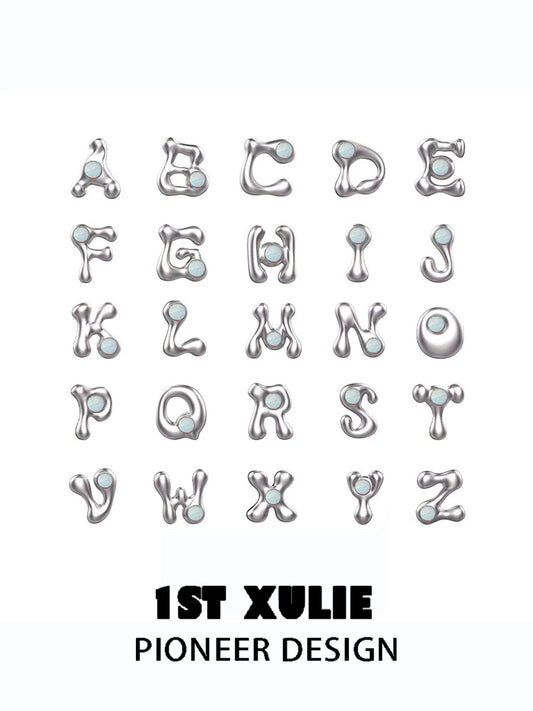 Edgy Letter Silver Stud Earrings