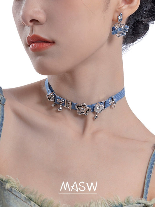 Y2K Cool Denim Choker