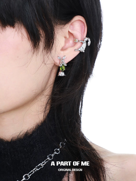 Diamond Rabbit Stud Earrings