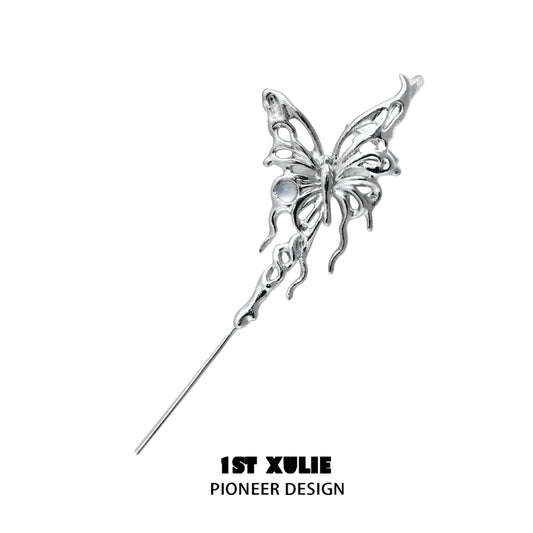 Silver Butterfly Piercing Needle Earring