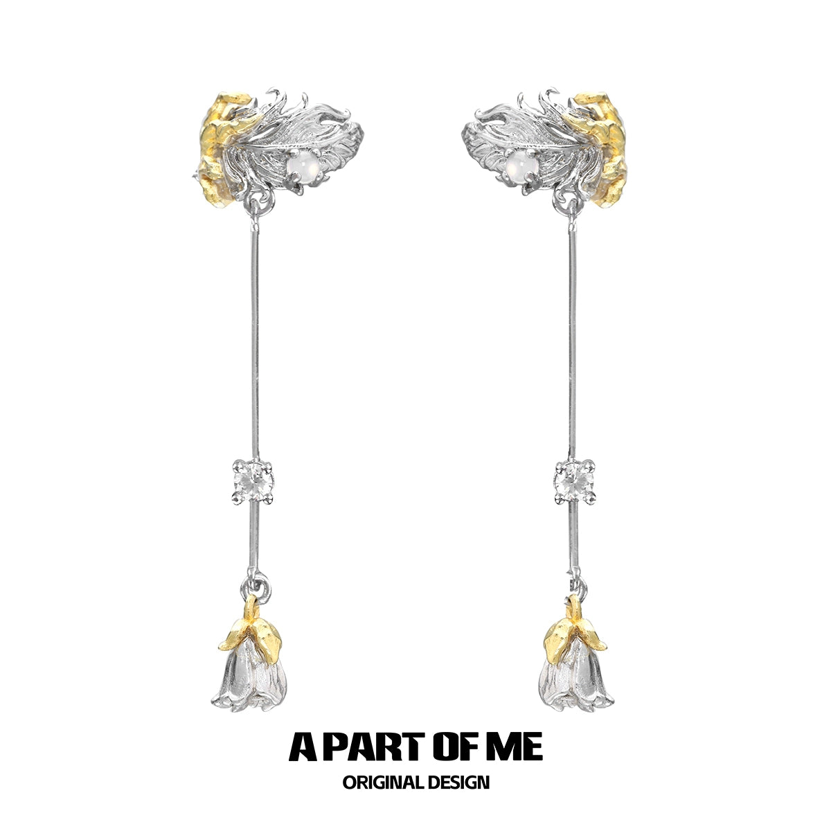 Feather Rose Zircon Ear Cuffs