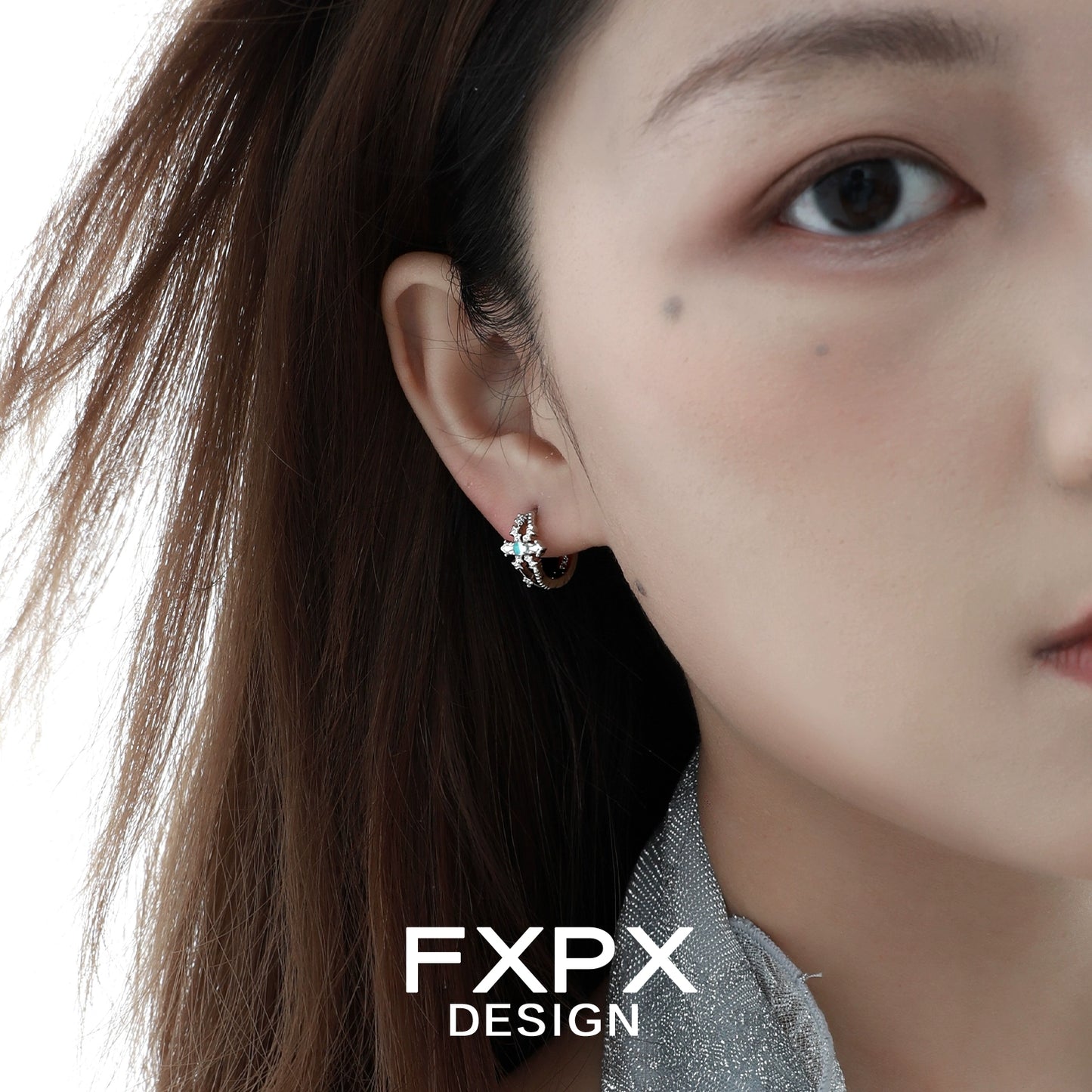 Frosted Snowflake Cross Earrings