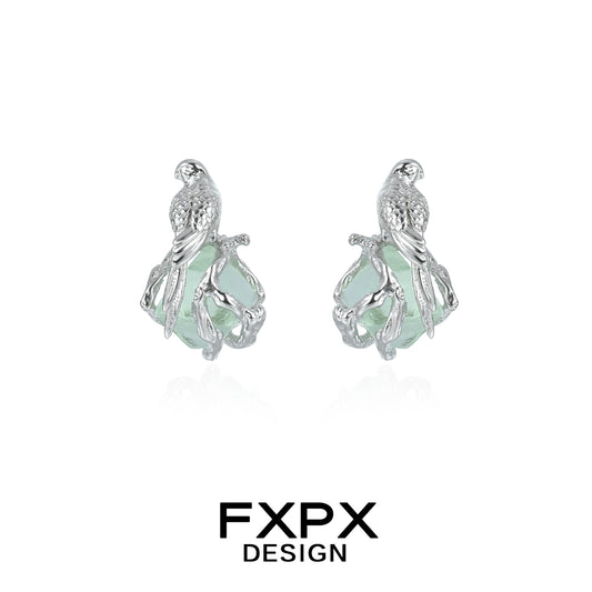 Flying Bird Fluorite Earrings