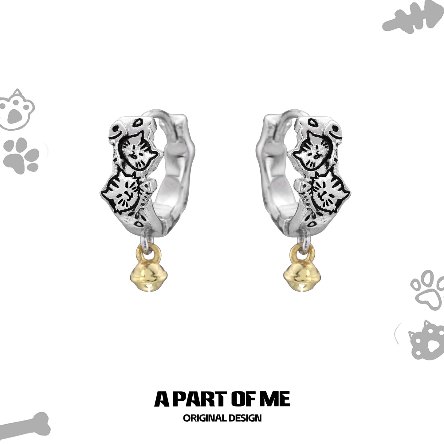 Graffiti Puppy Cat Bell Earrings