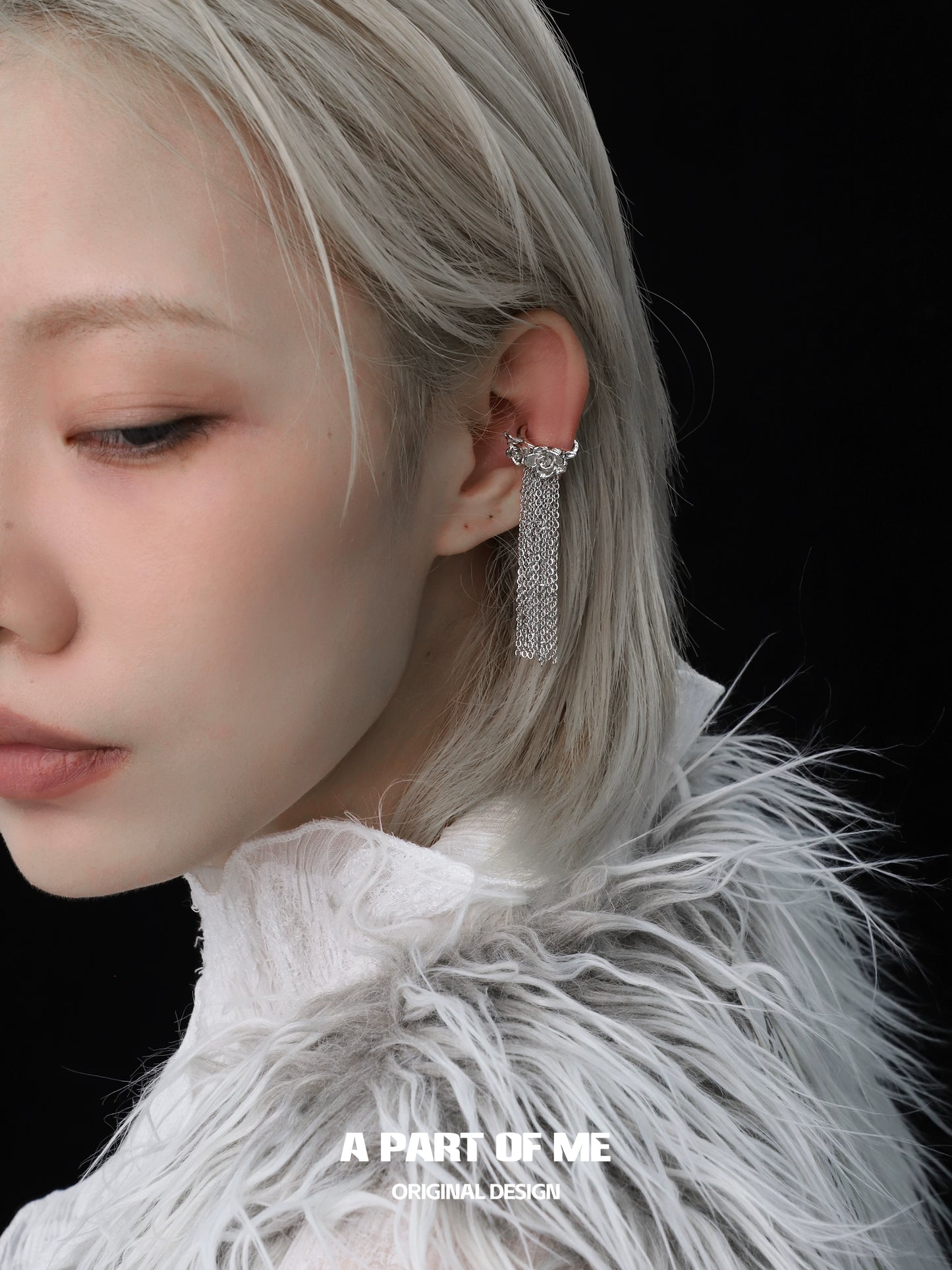 Floral Heart Fringe Ear Cuffs