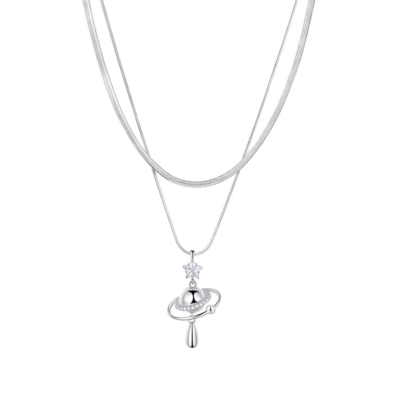 Universe Planet Silver Necklace