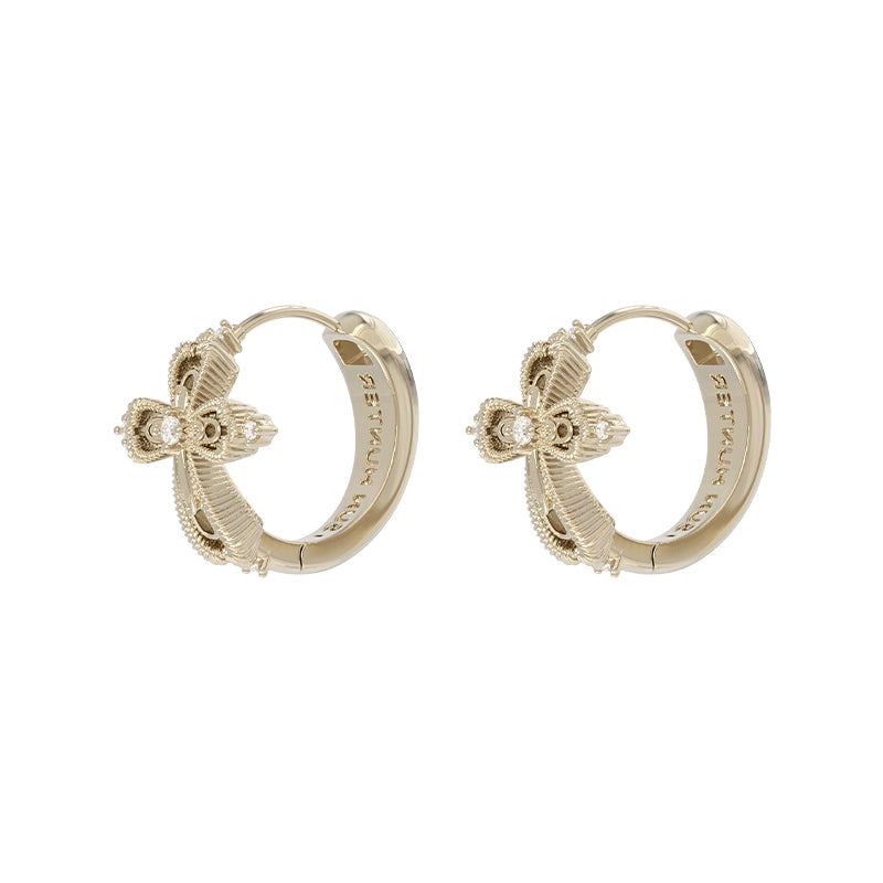 Elegant Lace Shimmer Cross Earrings