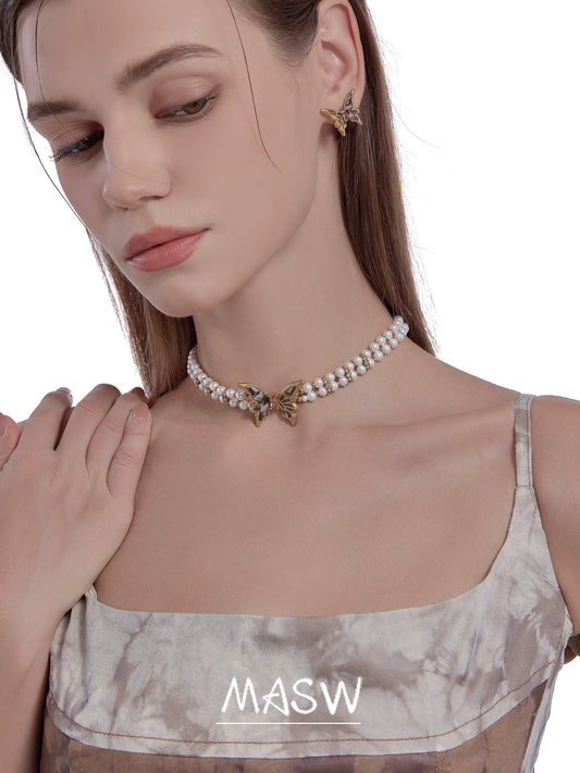 Leopard Butterfly Beaded Choker