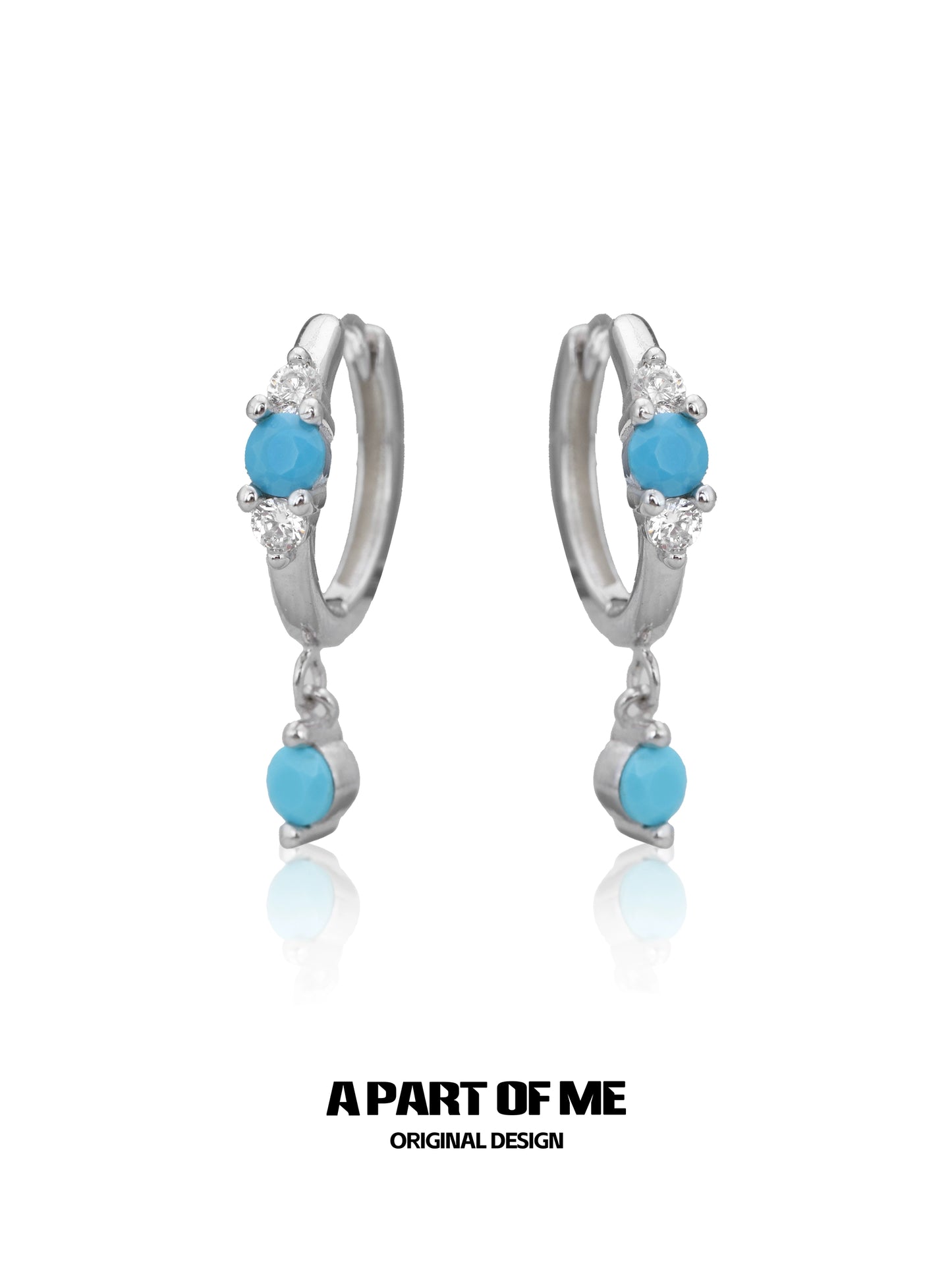 Snow Vein Turquoise Hoops Earrings