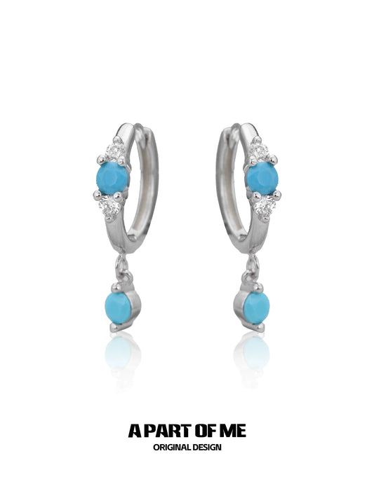 Snow Vein Turquoise Hoops Earrings