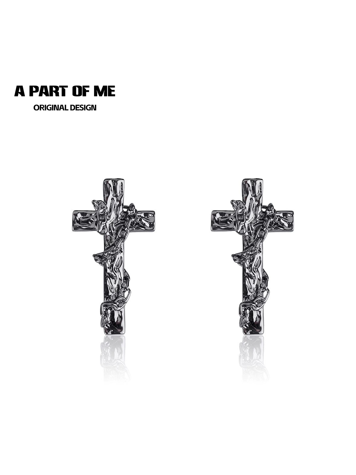 Textured Rattan Cross Earrings