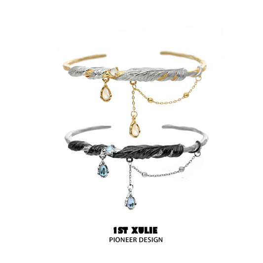 Black & Gold Feather Couple Bracelet