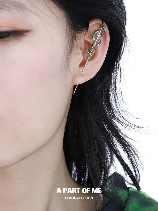 Slytherin Green Snake Piercing Earrings